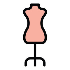 Obraz premium Mannequin icon flat line style illustration representing fashion design and clothing display, suitable for retail, tailoring, and garment-related projects