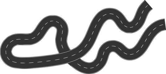 Winding curves road isolated on transparent background. winding road from top view. vector illustration.
