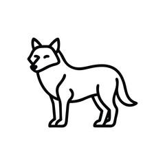 Minimalist Linear Design Of A Standing Wolf Illustration With Simple Outline