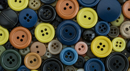 Vibrant Assortment of Decorative Buttons in Overlapping Arrangement