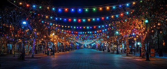 Obraz premium Festive street at night