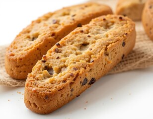 Fototapeta premium Freshly Baked Biscotti Cookies with Chocolate Chips on Surface