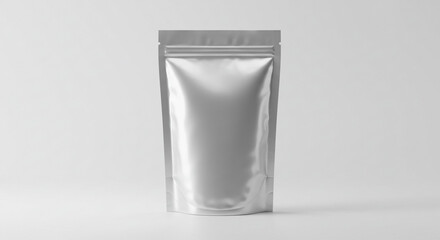 Sleek Silver Stand-Up Pouch with Zipper Closure