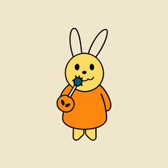 Halloween pumpkin and ghost in dark