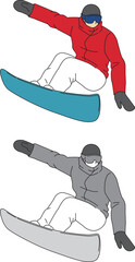 スノーボード競技の選手のイラストセット