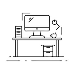 desk setup icon, desk setup vector illustration-simple illustration of desk setup, perfect for desk setup logos and icons