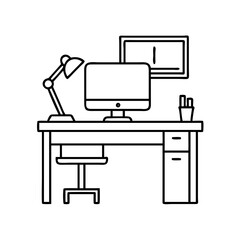 desk setup icon, desk setup vector illustration-simple illustration of desk setup, perfect for desk setup logos and icons