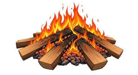 Isolated Burning Campfire