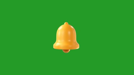 3D Notification Bell Icon Animation on Green Screen | Alert Reminder Symbol