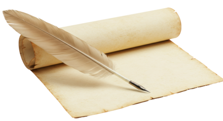 Isolated Scroll with Feather Pen