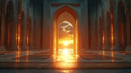 Fototapeta premium Mosque interior at sunset