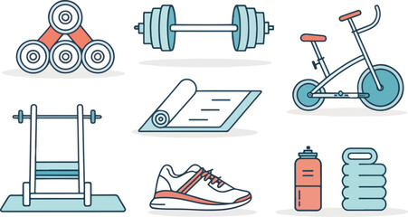 Set of Fitness Equipment Illustration vector design, Fitness icon design, Fitness Equipment vector design