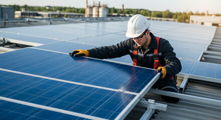 Rooftop Solar Panel Installation by Skilled Worker