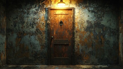 Rusty door in dark room