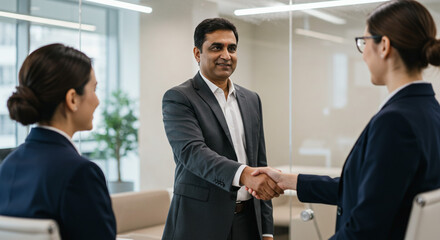 Professional Business Interaction in a Modern Office Environment