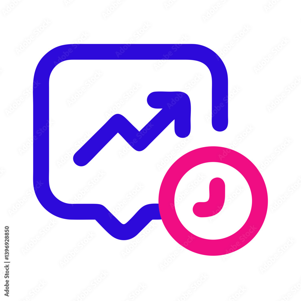 Poster icon illustrating status updates with growth and time elements