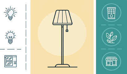 Set of Floor Lamp Illustration vector design, Lamp icon design, Floor Lamp vector design