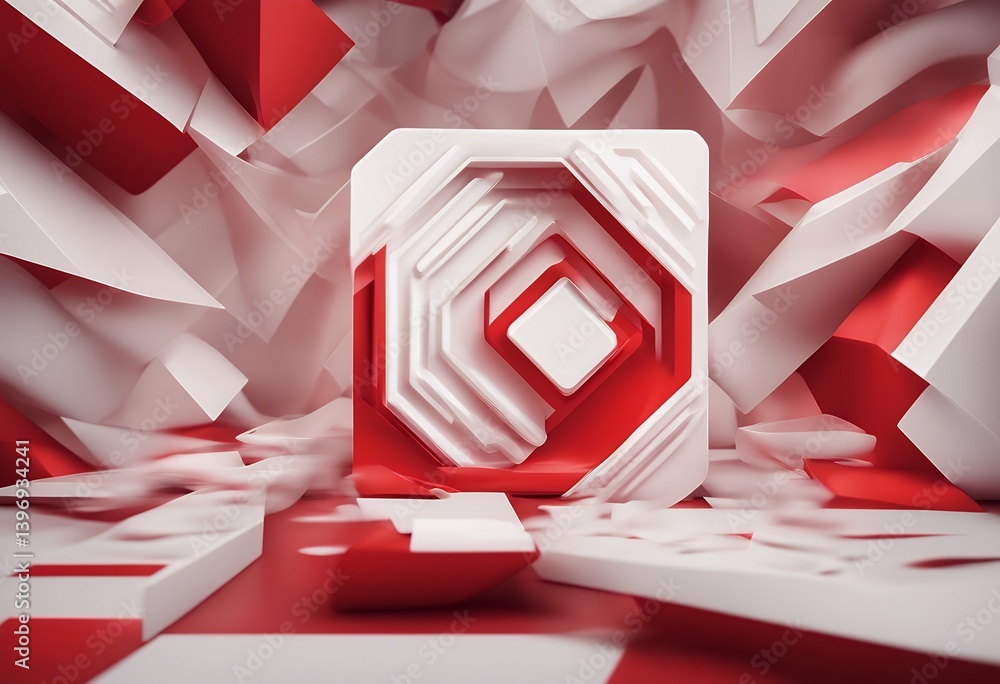 Poster square background design geometric red diagonal lines modern elements white tech abstract soft shape