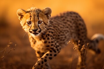 Fototapeta premium Cute little leopard in africa