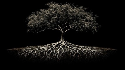 Majestic Tree Roots: A Monochrome Masterpiece