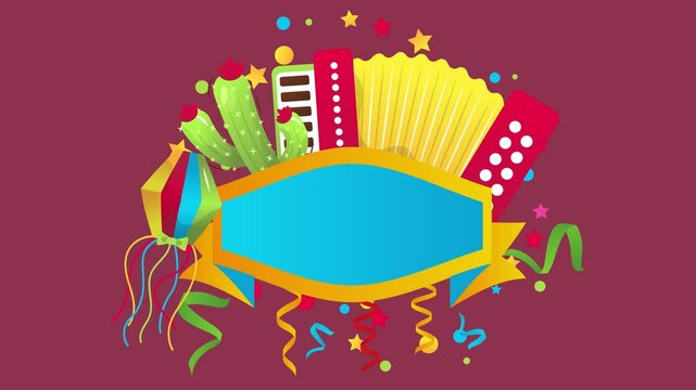 Sao Joao Festival Animated Horizontal Background with Illustrations