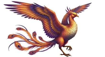 Isolated Phoenix Bird with Open Wings