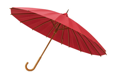 Isolated Red Umbrella with Wooden Handle © Paul
