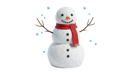Isolated Snowman with Scarf