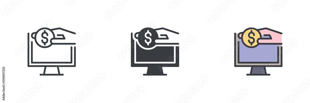Poster pay-per-click different style icon set
