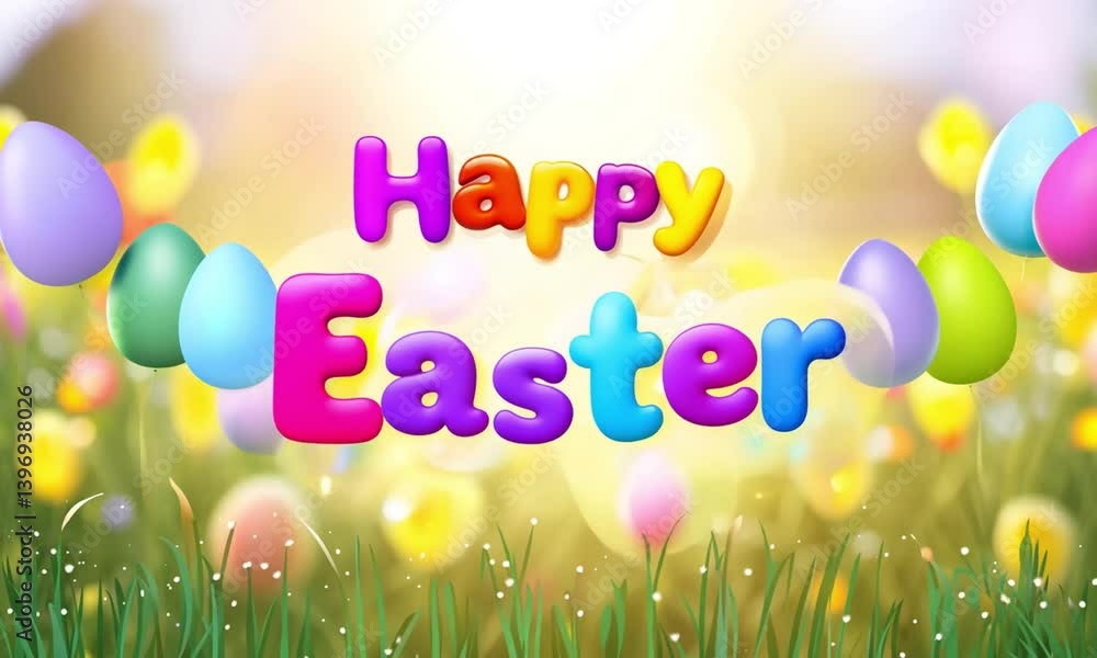Poster a festive happy easter text animation with vibrant colors and smooth motion effects made with genera