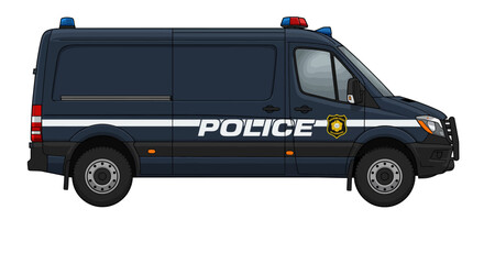 Police Van Vehicle Cartoon Toy No Background Vector	
