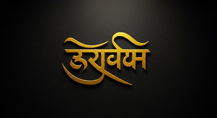 Elegant golden Hindi calligraphy against a dark background offers sophistication