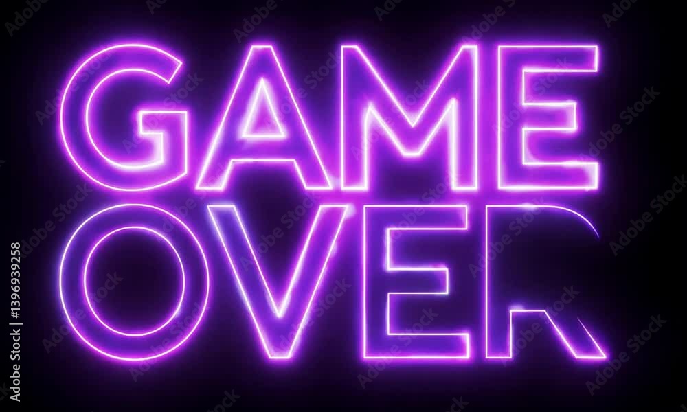 Poster a futuristic game over animation with sleek digital effects and modern typography made with generati