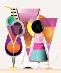 Fotobehang Design of assorted colorful cocktails, juices and ice tea. Vector illustration with gradient effect. ©  danjazzia