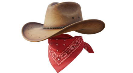 Isolated Cowboy Hat with Bandana