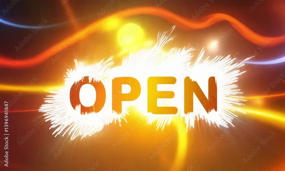Poster energetic open text animation with vibrant colors and smooth motion effects made with generative ai 