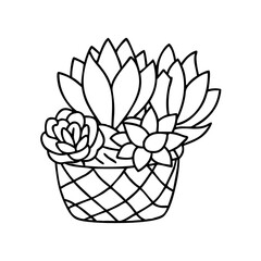 succulents icon, succulents line art - simple line art of succulents, perfect for succulents logos and icons