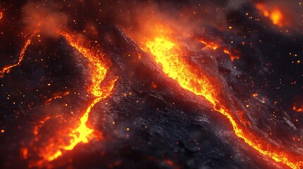 Fototapeta premium Galactic Lava Streams: Cosmic Fire, Asteroid Texture Art