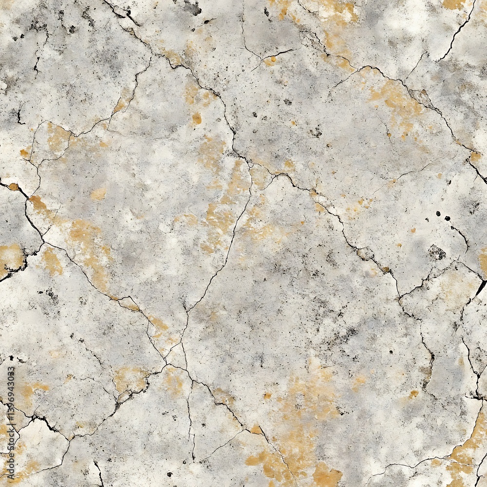 Poster flat concrete texture with natural cracks and subtle gold veins – high-resolution stone surface patt