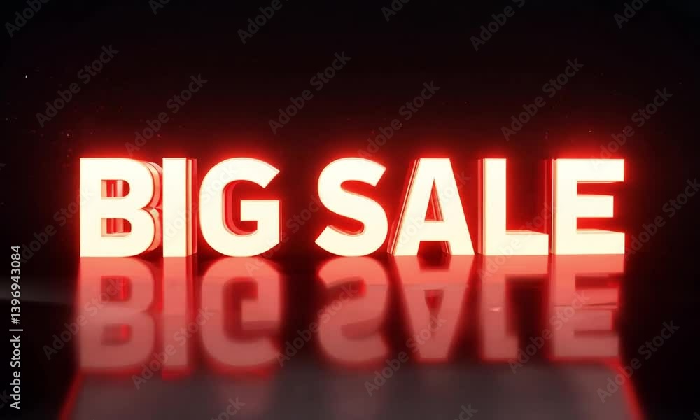 Aufkleber big sale text glowing in bright red with smooth animation and vibrant effects made with generative a