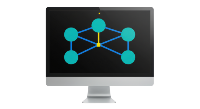 Isolated Network Structure on Computer Screen - Powered by Adobe