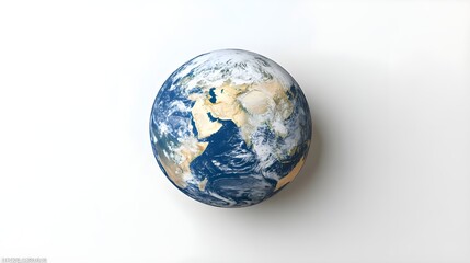 Detailed View of Earth Emphasizing Environmental Care on White Background