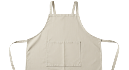 Isolated Beige Apron with Pocket