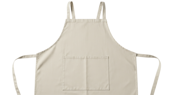 Isolated Beige Apron with Pocket