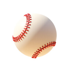 Baseball Sport Ball Game 3D Render Icon Illustration with Cute Cartoon Style Red Stitches Design