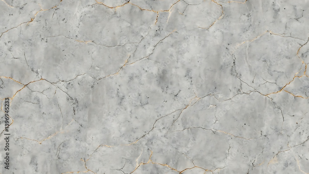Poster flat concrete texture with natural cracks and subtle gold veins – high-resolution stone surface patt