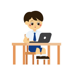 Classroom School Activity 1 Boy Using Laptop at Desk