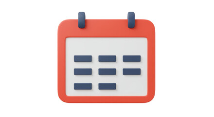 Isolated Red and White Calendar Icon