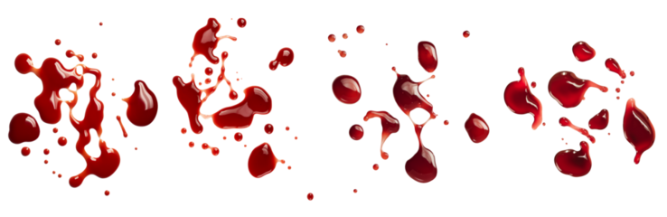 blood splatters on white background, set of four
