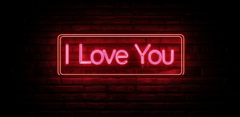 A modern neon sign displaying "I love you" with a heart, perfect for decoration and as a wall backdrop, standing alone